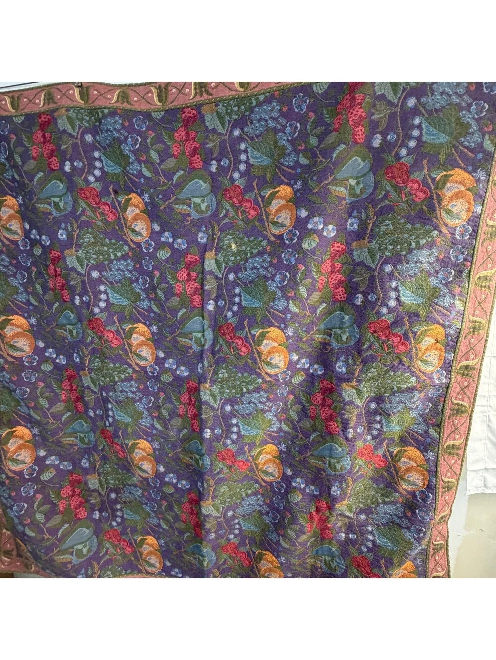 Woven Tapestry Throw Blanket Fruit Floral Pattern 50x54 Storage Location: F-6